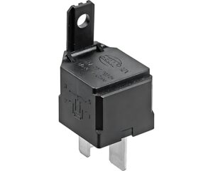 Hella® 12V 50A, 4-Pin Terminal SPST ISO Mini Relay w/ Bracket, Black (007793041)