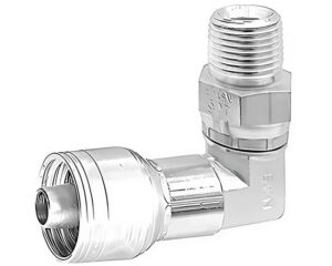 Eaton Weatherhead® 3/8″ Hose Size x 1/4″ Male Pipe Swivel, 90-Deg. Elbow, Z-Series Crimp Hose Fitting (06Z-M04)