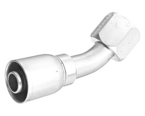 1/2″  Hose I.D x  5/8″ Female JIC Swivel, 45° Elbow, Crimp Hose Fitting (901095)