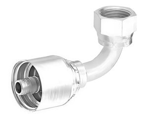 3/8"  Hose Size x 1/2"  Female FOR-SEAL Swivel, Short Drop 90-Deg. Elbow, Crimp Hose Fitting (900894)