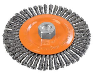 Walter 6" Diameter, 5/8"-11 Abrasive Arbor, Stringer Bead Knotted Wire Brush (13K604)