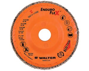 Walter 5″ Diameter, 7/8″ Arbor – 60 GRIT, Enduro-Flex Flap Disc, Type 27 (15R506)