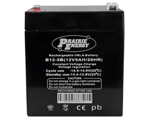 Prairie Energy B12-5B / 12V5AH/20HR Rechargeable VRLA Battery, Constant Voltage Charge (B12-5B)
