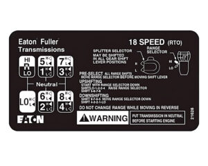 Eaton Fuller® RTLO /F-20918B – 18 Speed Transmission Shift Diagram Label (21628)