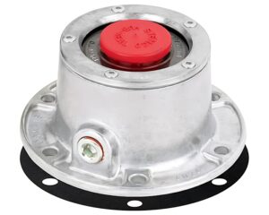 Stemco® 4.5″ Bolt Circle,  5.25″ Diameter, Hub Cap w/ Side – Filling Hole and Gasket (303-4024)