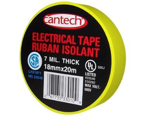 Cantech® 330051820 – General Purpose 3/4″ x 66' Yellow Electrical Tape (ETY34)