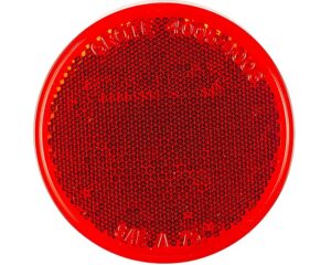 Grote® 3" Round Stick-On Reflector, Adhesive Mount, Red Lens (40052)