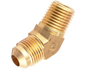 1/2" Male 45° SAE Flare x 3/8" Male NPT, 45-Deg. Male Pipe Elbow, Brass (54-8C)