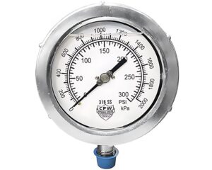 CPW Hydro-Poise 4.5″ Face Dial, 0-300psi H/D Pressure Gauge – 316 SS (82-15D-2B)