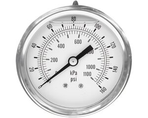 HD Plus® AC063 Pressure Gauge, 160 PSI, Silicone Filled, Center Mount (901165)