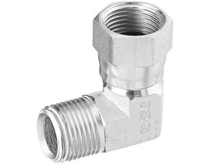 3/8″ NPSM Swivel Nut x 1/4″ Male NPT,  Steel 90-Deg. Elbow Adapter (900922)