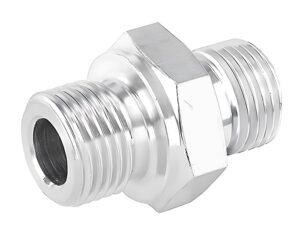 Adaptall 3/8″ Male NPT x 12mm Male Metric, Straight Adapter,  Steel (9607-06-12X1.25)