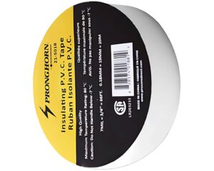 Pronghorn 7 MIL x 3/4″ x 66 ft. Length, Insulating PVC Electrical Tape – White (COL66WHI)
