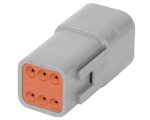 Deutsch DT Series – 6 Pin Receptacle Housing Connector, Gray (DT04-6P)