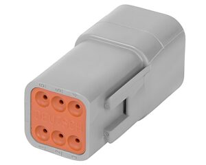 Deutsch DT Series – 6 Pin Receptacle Housing Connector, Gray (DT04-6P)