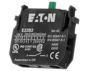 Eaton® 10A / 600V, Single Pole, 22.5mm Push Button Contact Block (E22B2)