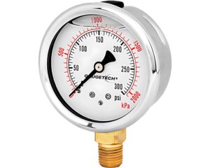 Gaugetech® 2.5″ Face Diameter, 0-30 PSI, Pressure Gauge, Plexiglas (GTG2510A-10)