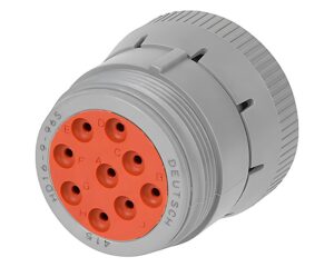 Deutsch HD10 Series – 9 Pin Socket Plug Gray Circular Connector, Threaded Rear (HD16-9-96S)