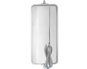HD Plus® 7″ x 16″ Height, 12-Volts, OEM Style Lighted/Heated West Coast Mirror, Stainless Steel (HDM20311)