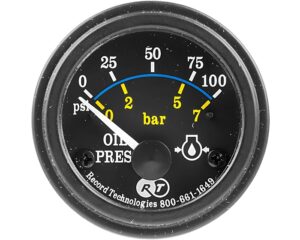 Record/Mr.Speedometer 2″ Electric Oil Pressure Gauge, Black Bezel 0-100 PSI (HG109)