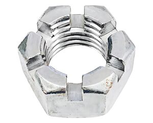 7/16" Diameter, 3/8" Thickness, GR2 Slotted Hex Nut – C/Steel (NHSC716)