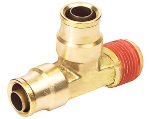 1/2″ Tube x 3/8″ Pipe, Air Brake Fitting, Push-to-Connect, Brass Male Run Tee (PC1471-8C)