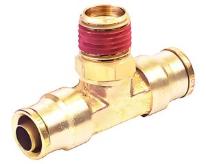 1/4″ Tube x 1/4″ MNPT, Air Brake Fitting, Push-to-Connect, Male Pipe Swivel Tee (PC1472SW-4B)