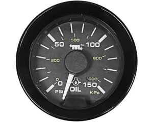 Murphy® PowerView 0-150 PSI/ 1000 kPa, 2″ Analog Engine Oil Pressure Gage, Black (PVA20-A-150-AB)