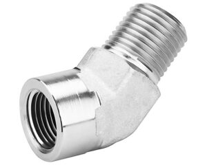 1-1/4″ MNPT x 1/4" FNPT, Steel Adapter, 45-Deg. Street Elbow (S1024-J)