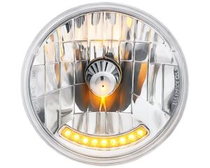 United Pacific® 7″ Halogen Crystal Rugged Headlight w/ 10-Amber LED Position Lights (S2010LED)