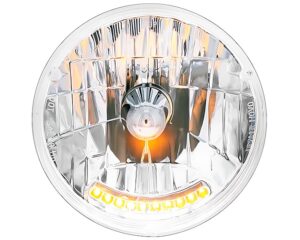 United Pacific® 7″ Halogen Crystal Rugged Headlight w/ 10-Amber LED Position Lights (S2010LED)