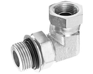 1/2″ Female Swivel  x  3/4″-16 Male ORB, 90-Deg. Elbow Adapter, Steel (S3599-8)