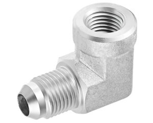 1/2" MJIC x 3/4" FNPT, SAE Flare Adapter, 90-Deg. Elbow Adapter, Steel (S3750-8E)