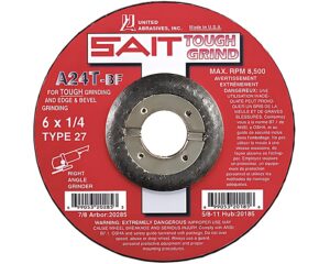 SAIT® 20280 Tough Grind – Grinding Wheel, 6" Diameter x 1/4" Thick x 7/8" Center Hole (SAIT20280)