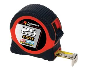 Performance Tool® 25′ Blade Length x 1″ Blade Width, SAE/Metric Tape Measure (W5124)