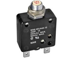 TE / Potter Brumfield 1-Pole 15A 250VAC, Push To Reset – Thermal Circuit Breaker (W58-XB1A4A-15)