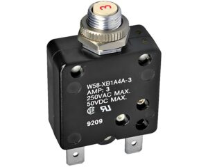 TE / Potter Brumfield 1-Pole 3A 250VAC, Push To Reset – Thermal Circuit Breaker (W58-XB1A4A-3)