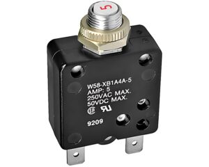 TE / Potter Brumfield 1-Pole 5A 250VAC, Push To Reset – Thermal Circuit Breaker (W58-XB1A4A-5)
