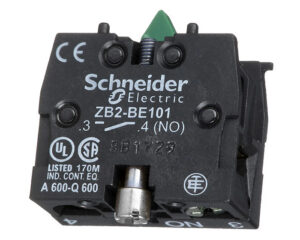 Schneider Electric® Harmony XAC Series, 10A Contact Block, For 22mm Pushbutton (ZB2BE101)