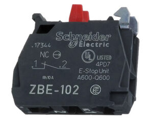 Schneider Electric® 6A/600V, Harmony XB4, 22mm Push Button, Single Contact Block, Screw Clamp (ZBE102)