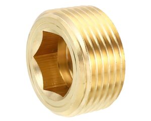 1/4″ NPT Pipe, Plug Hex Countersunk, Brass Pipe Fitting (118-B)
