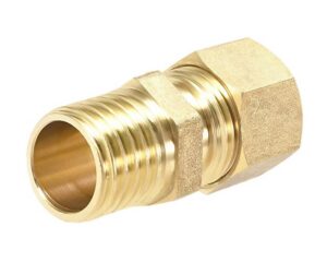 3/8" Tube O.D x 3/8" MNPT, Brass Fitting, Compression Pipe Connector (68-6C)