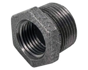2-1/2″ MPT x 1″ FPT – SCH40 Bushing, Black Iron Pipe Fitting (BI-110-NH)