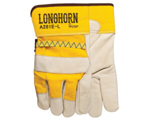 Watson Gloves® Longhorn Leather Gloves, Elastic Closure, Large, Yellow (A281E-L)