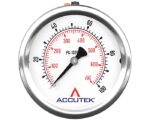 Accutek 2.50″ Face Size, 0-100 PSI Range, Liquid Filled Pressure Gauge, Center Back (PG-100CG25)