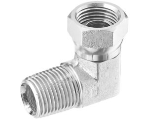 1/2" Female JIC 37° Swivel x 3/8" Male NPT, 90-Deg. Elbow Adapter, Steel (S3516-8C)