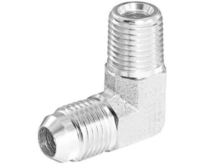 1/2" MJIC x 1/4" MNPT, Flare Adapter, 90-Deg. Elbow, Steel (S3749-8B)