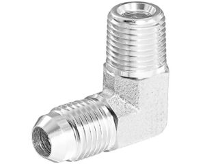 Brennan 1/2″ Male JIC x 3/8″ Male NPT, 90-Deg. Elbow, Steel (2501-08-06-FG)