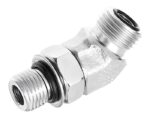 Gates® G60805-0808 - Hydraulic Adapter, Male Flat-Face O-Ring to Male O-Ring Boss, 45-Deg. Elbow, Steel