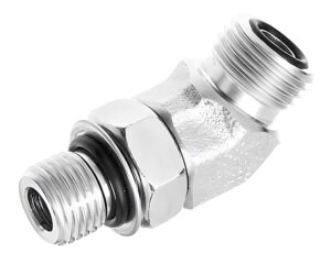 Gates® G60805-1010 - Hydraulic Adapter, Male Flat-Face O-Ring to Male O-Ring Boss, 45-Deg. Elbow, Steel